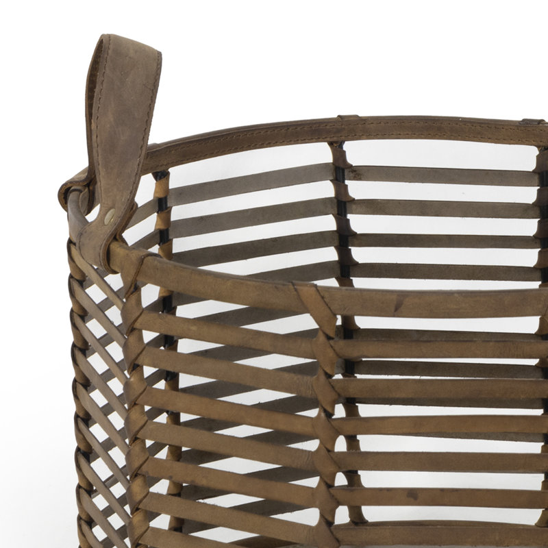 Regina Andrew Finn Leather Basket, 13.25" H x 15" W x 15" D