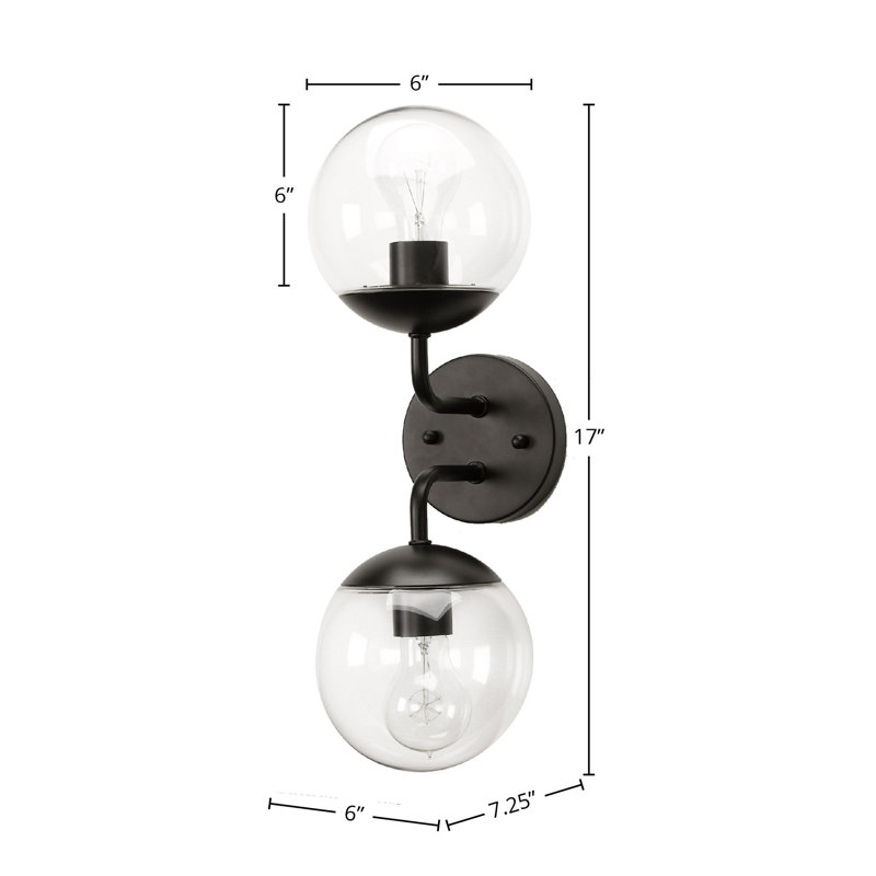 Applique murale en acier Yuming, Transparent, Noir