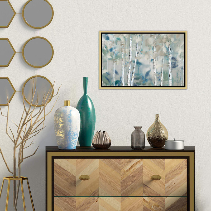 « zen forest i » par nan-print, H 32 po x l 48 po x P 1,5 po, Toile encadrée d'or