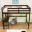 Lit mezzanine simple avec bureau d'étude intégré, barrière de sécurité et échelle-114308691