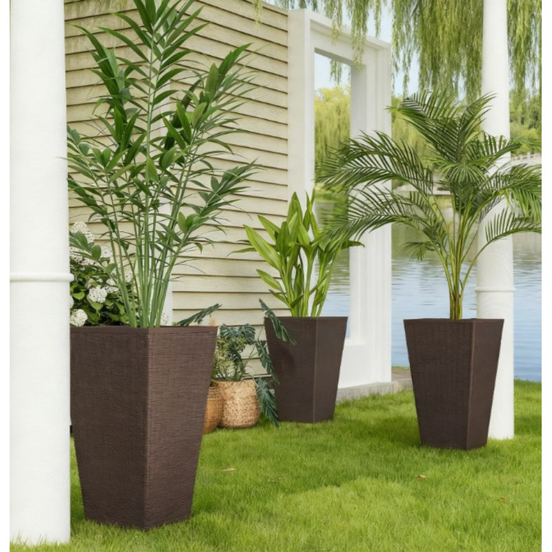 Outdoor Flower Plant Pots,Set of 3 Tall Planters with Drainage Hole,for Outdoor and Indoor Planters