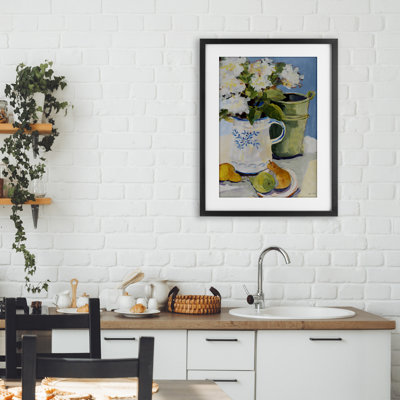 «Pitcher of Flowers Still Life», reproduction encadrée sous verre, conception de Jane Slivka