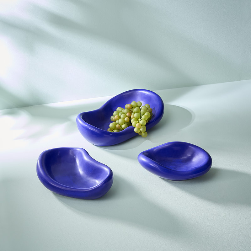 Small Cobalt Blue Satin Matte Stoneware Decorative Bowl