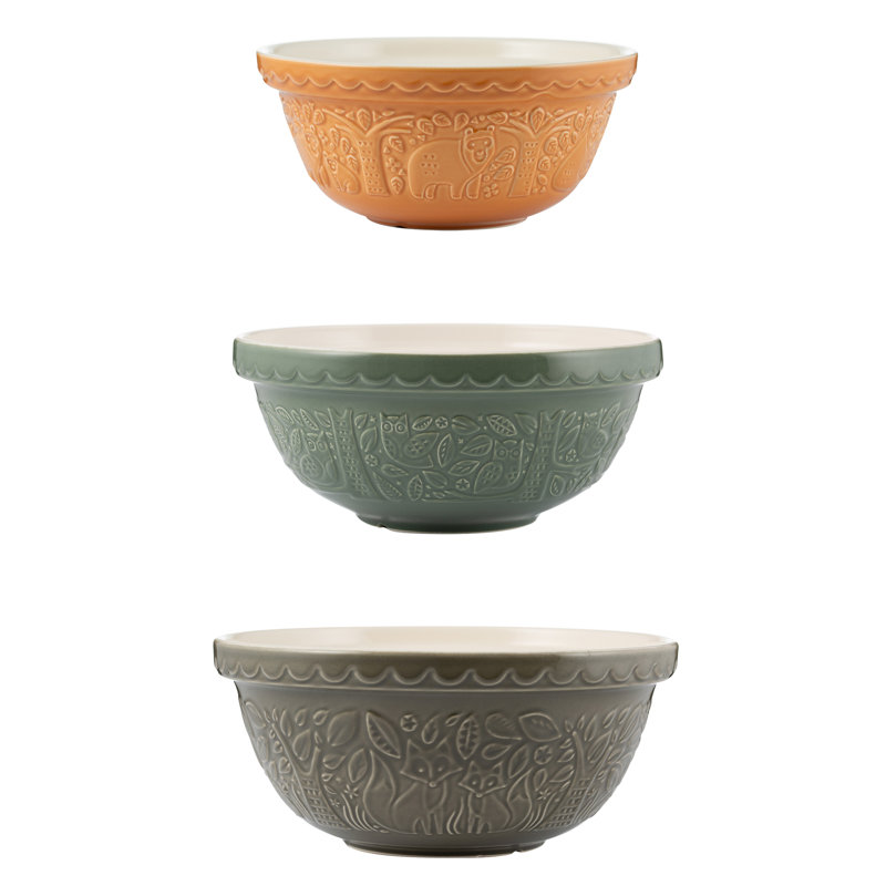 In The Forest Earthenware 3 Piece Nested Mixing Bowl Set