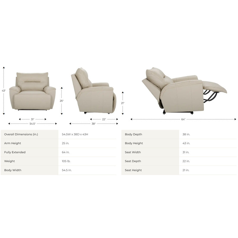 Palmer Power Reclining Chair and A Half w/ Headrest and Lumbar