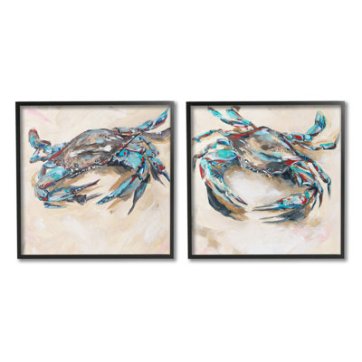 " Blue Crabs On Sand " by Melissa Wang 2 - Pieces on Canvas