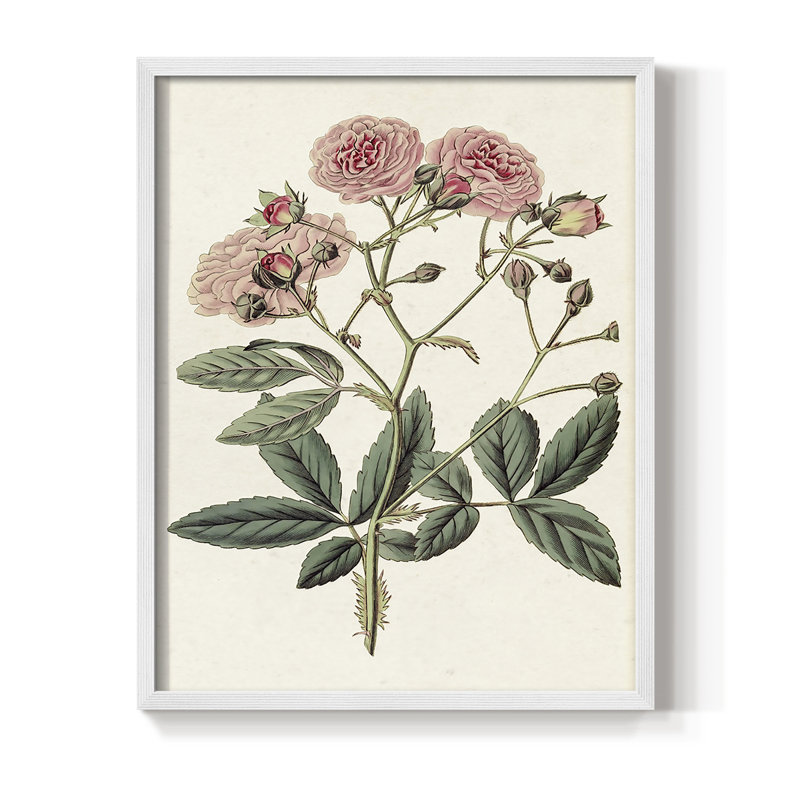 «Pink Floral Mix», reproduction encadrée en V - bois massif, Blanc, H 20 po x l 16 po