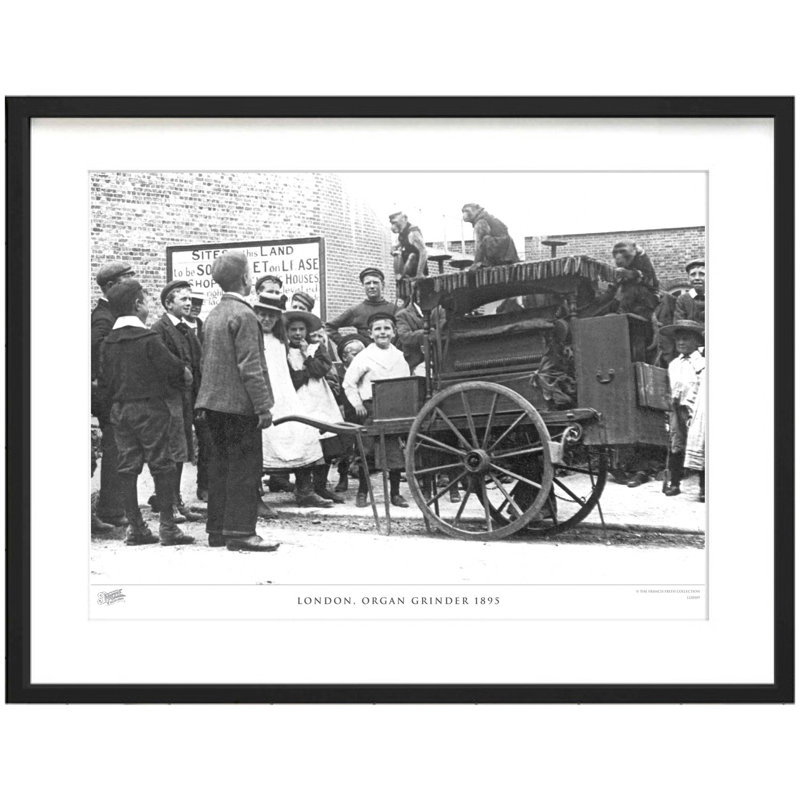 London, Organ Grinder 1895 by Francis Frith - Single Picture Frame Print, 60cm H x 80cm W x 2.3cm D