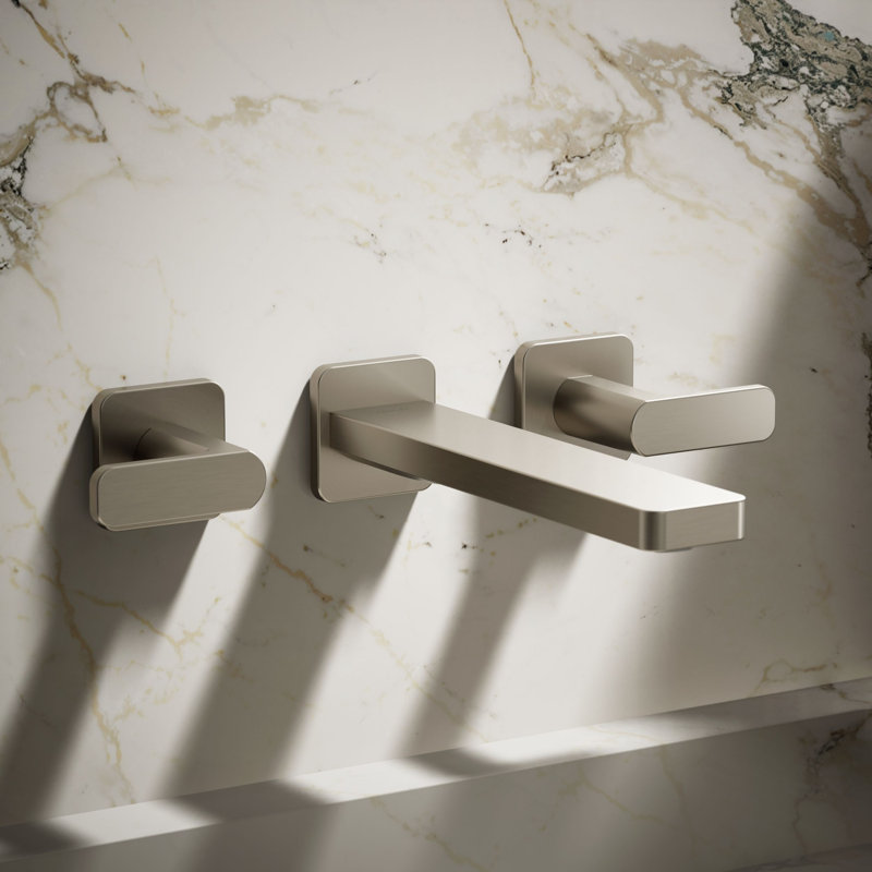 Parallel Wall-Mount Bathroom Sink Faucet Trim, Brushed Nickel