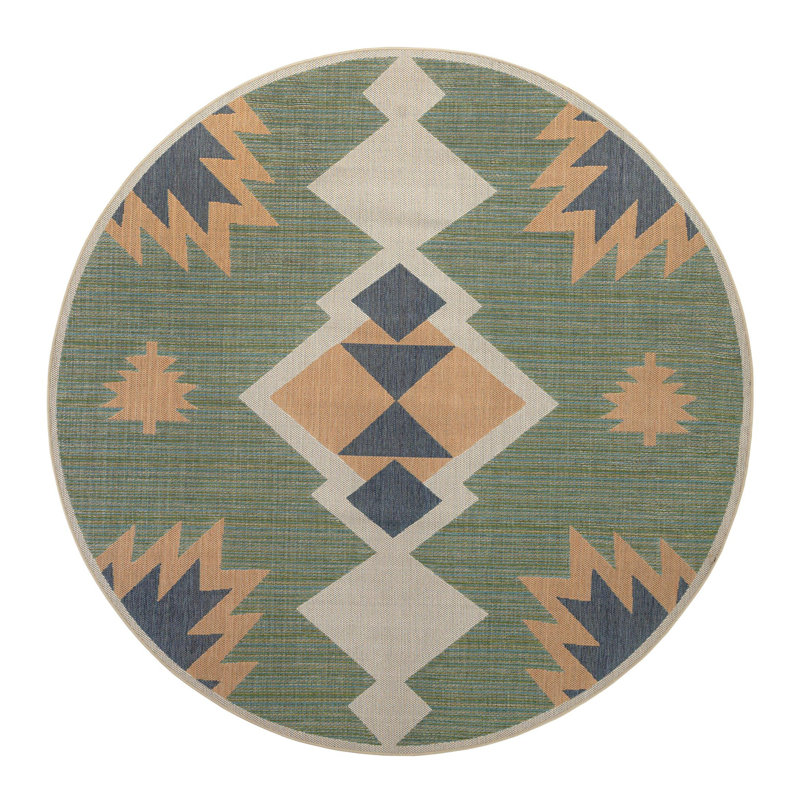 Tapis d'intérieur / extérieur vert Lauryn, Rond 10pi