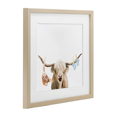 Highland Cow Baby, reproduction sous verre encadrée, conception par Ali Lynne