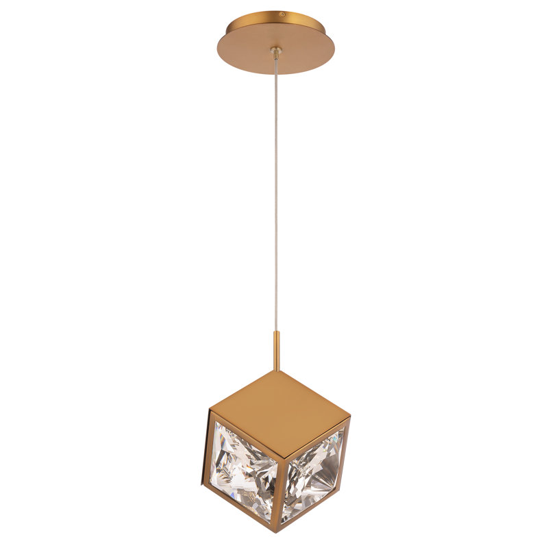 Ice Cube 1 - Light LED Single Pendant, Aged Brass