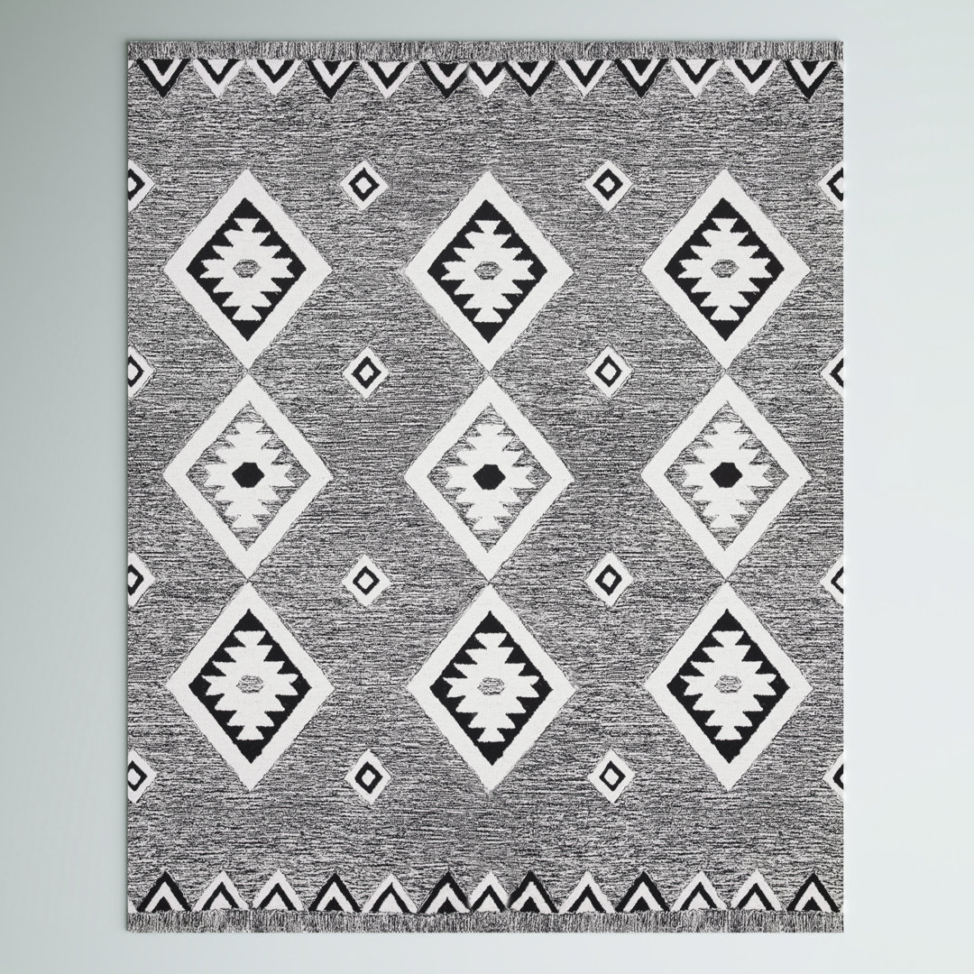 Arne Southwestern Handmade Tufted Wool Black/Gray Area Rug Trent Austin Design® Rug 