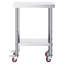 Table de travail en acier inoxydable avec 4 pieds pivotants, 30 x 60 x 86 cm (12 x 24 x 34 pouces), idéale pour les cuisines professionnelles, les buffets et la restauration. Épaisseur : 0,8 mm. Grande capacité de rangement. Table de 81 cm (32 pouces) offrant une excellente stabilité.-1406798238