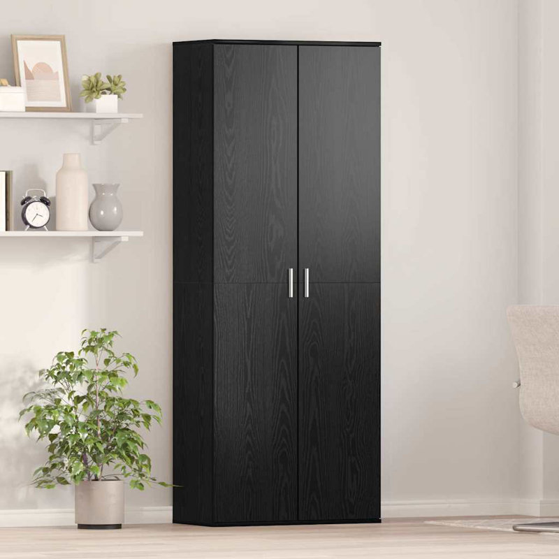 Highboard 70 X 35 X 180 Cm Engineered Wood, Black Oak
