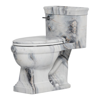 Toilette une pièce à finition marbrée gris-blanc avec siège de 17 po de hauteur ADA, toilette allongée 12 po et chasse simple 1,28 GPF