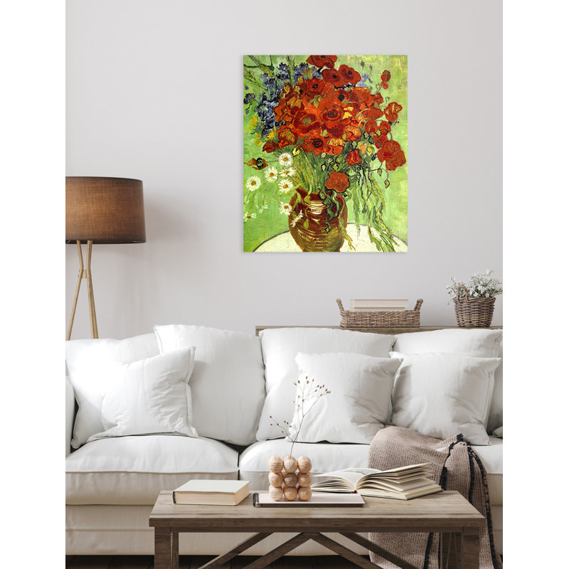 Vincent Van Gogh Red Poppies and Daisies Framed Canvas Print