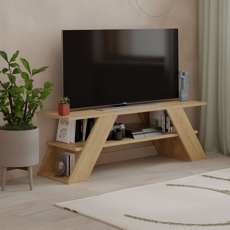 Meuble télé 47,2 po x 15,7 po x 15,8 po Modern Oak | 100% panneau de particules enduit de mélamine, épaisseur: 0,7 pouce | Supporte jusqu'à 33 lb | Brun élégant, parfait pour le salon et les espaces de divertissement