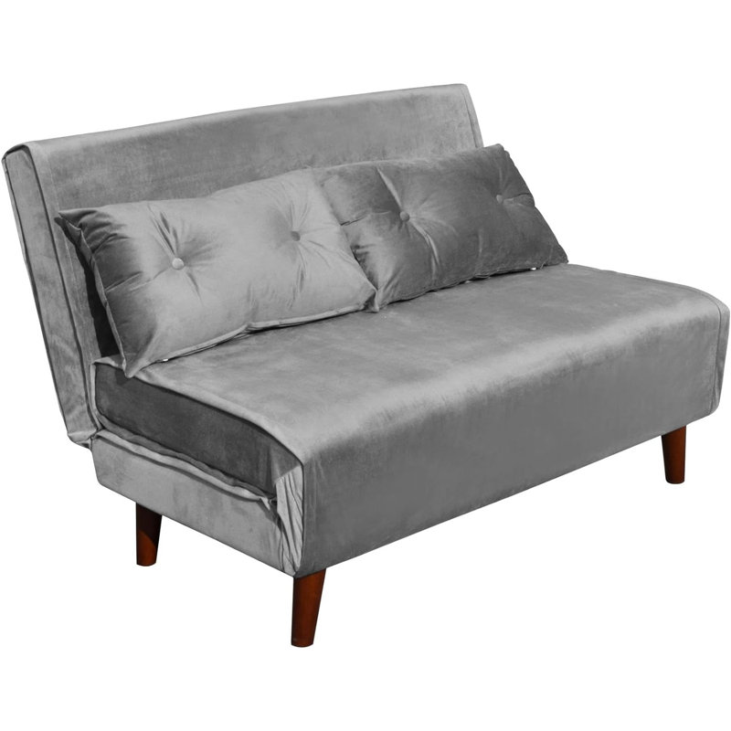 Cramerton 2 Seater Velvet Sofa Bed, Grey