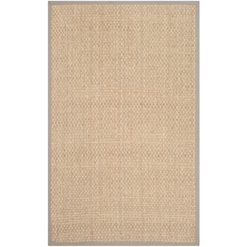 Auckland Bamboo Slat/Seagrass Natural/Gray Area Rug, Rectangle 3' x 5'