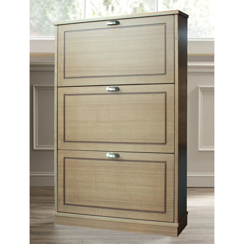 Collman 12 Pair Flip Down Shoe Storage, Mission Oak