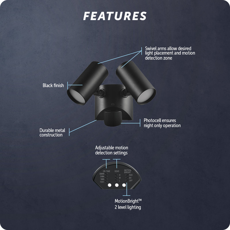 Security Lighting 2 - Head Hardwired Outdoor Security Accent with Motion Sensor