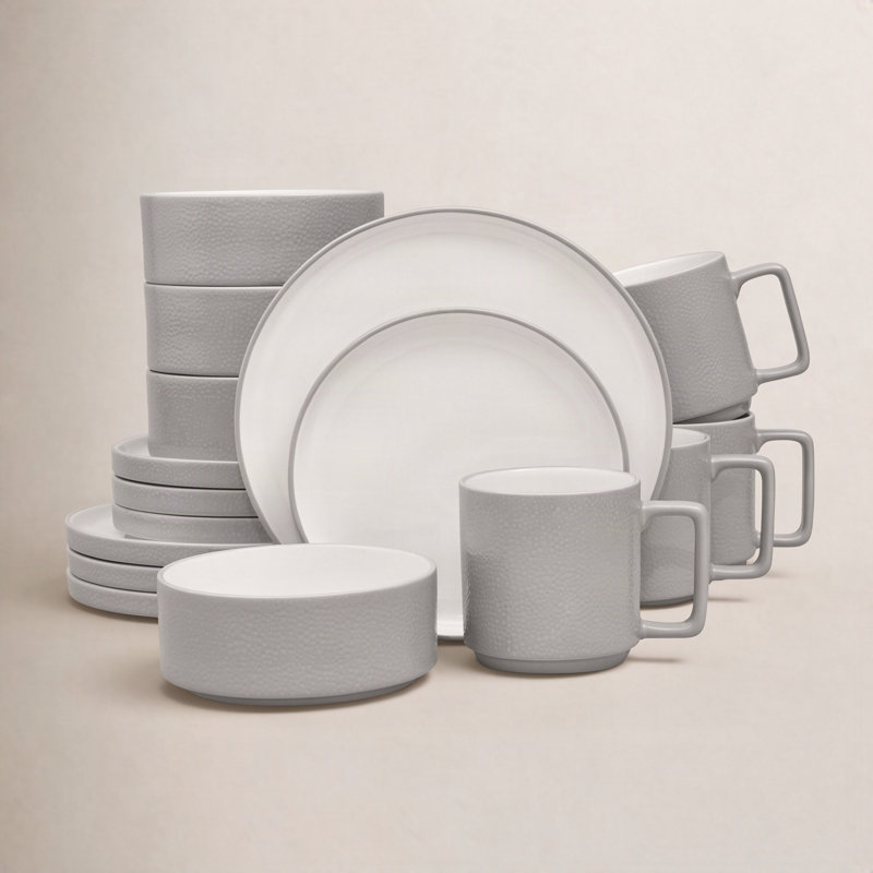 Noritake ColorTex Stone 16-Piece Dinnerware Set, Service for 4, Gray
