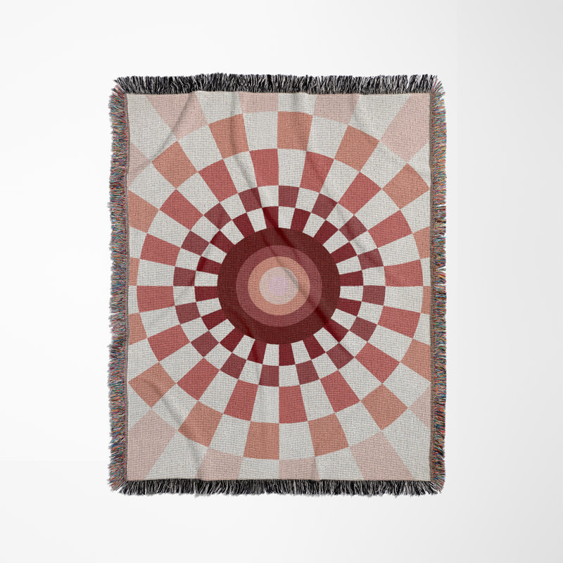 Jeté en mélange de coton Bullseye, Rouge/blanc cassé, L 70 po x l 50 po