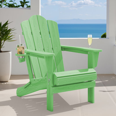 Wolak HDPE Folding Adirondack Chair With Dual Cup Holder
