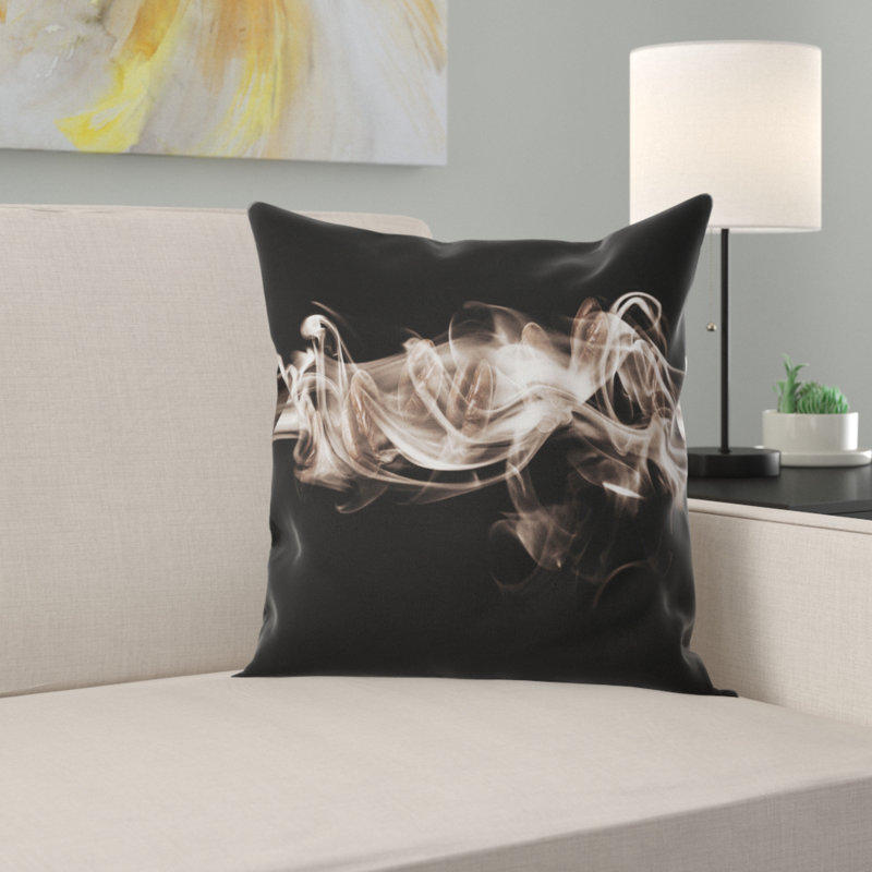 Fumée blanche fractale - coussin imprimé abstrait, 16 po x 1 po, Coussin décoratif
