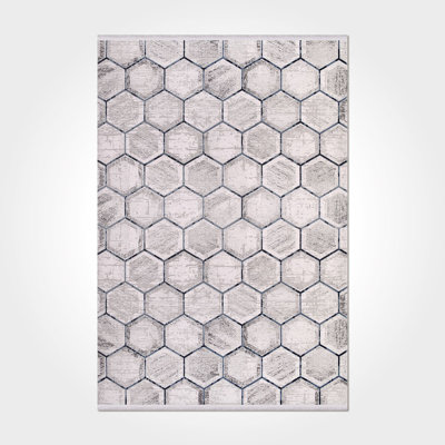 Modern/Geometric Beige Machine Washable Non-Slip Area Rug