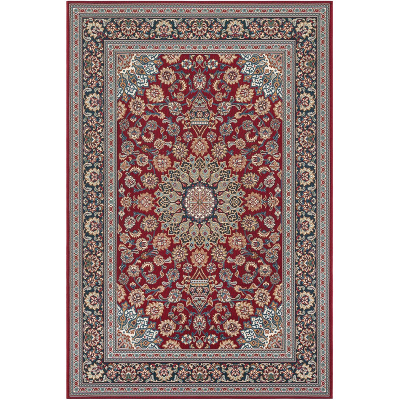 Tapis traditionnel de couleur rouge Tollefson, Rectangle 6 pi 1 po x 9 pi
