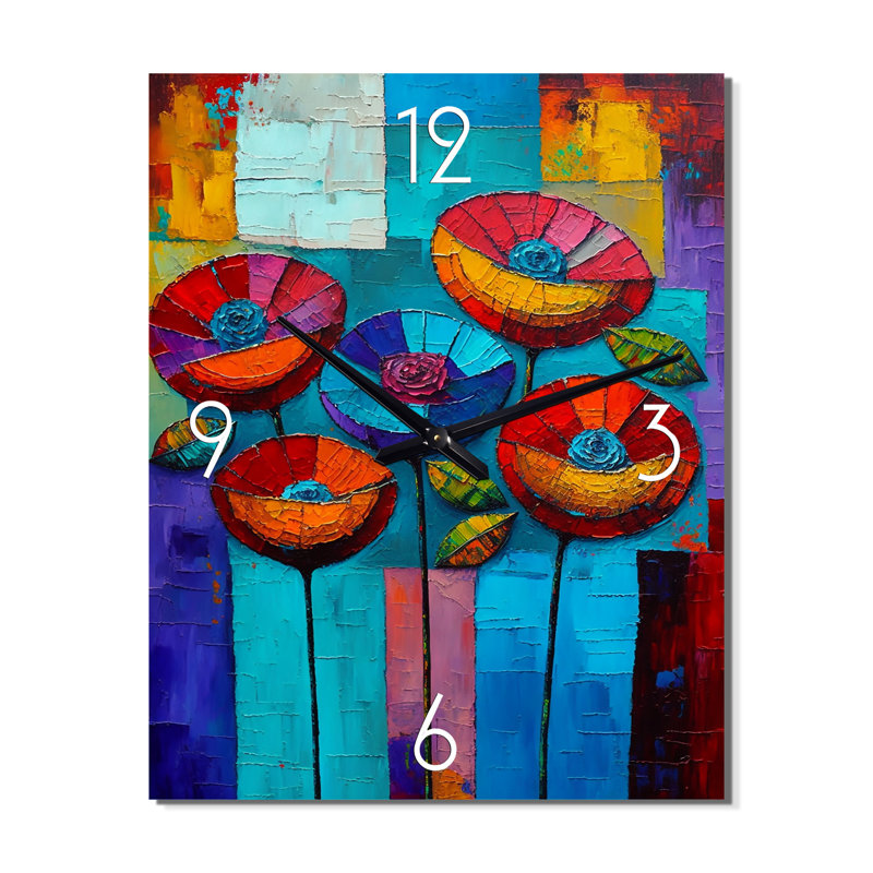 Jazmein - Horloge murale bouquet floral, Moyen