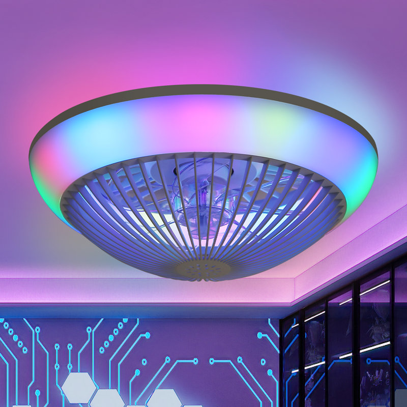 15" 7-ABS Transparent Blade Classic Ceiling Fan Light, RGB Immersive Lighting Effect, APP/Six-Speed Intelligent Control