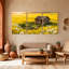Assortiment de bouquets de champ doré avec chalet et fleurs, ensemble de 3 impressions murales sur toile-1489234146