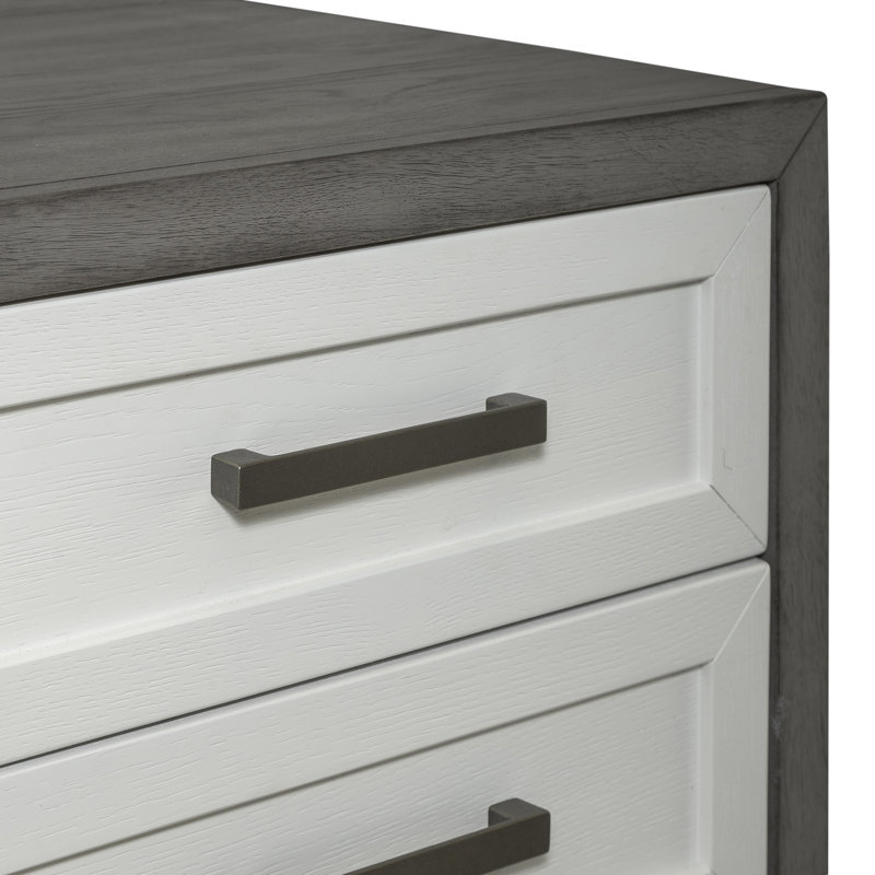 Gray and White 3-Drawer Wood and Metal Chairside Table