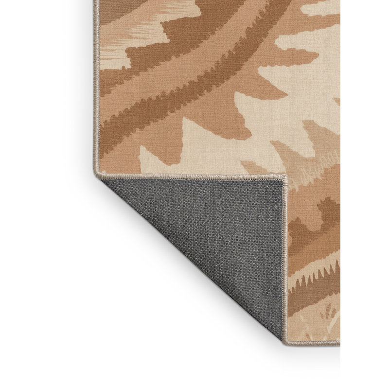 Tapis ikat bohémien doux et moelleux en brun - reliure beige, 2 pi x 3 pi