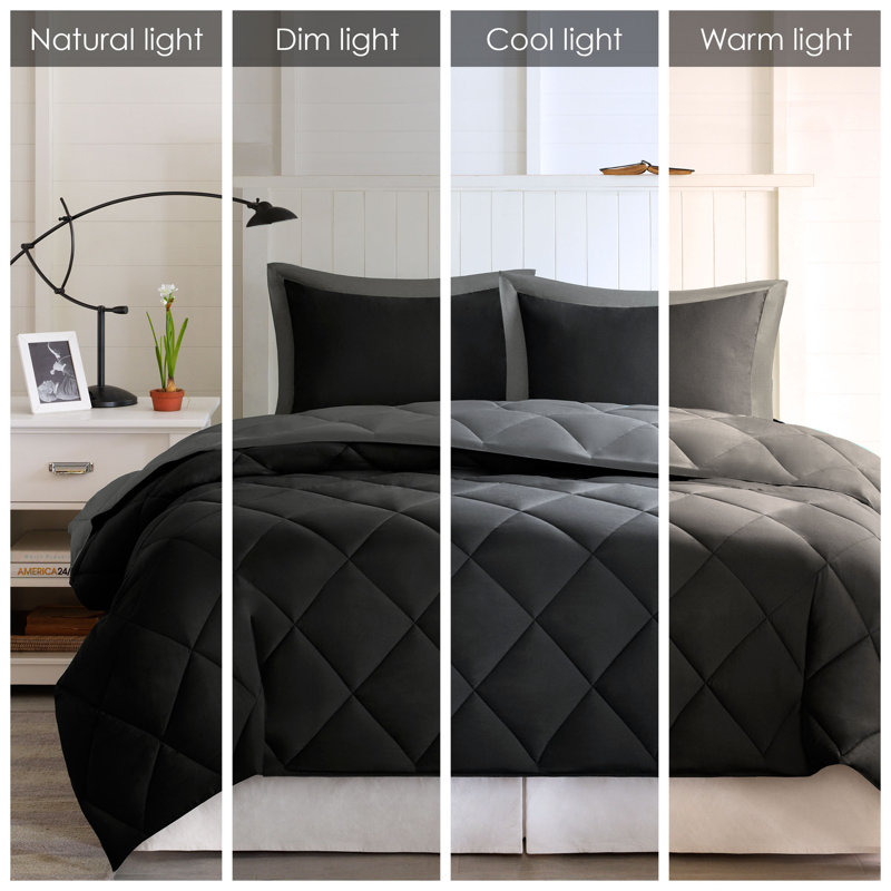 Twin Black/Grey Reversible Down Alternative Comforter Set