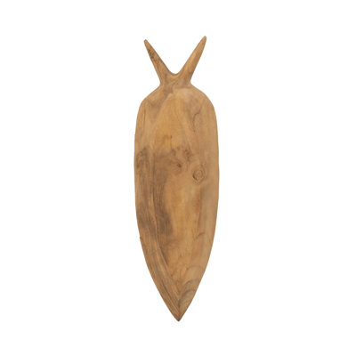 Teak Wood Carrot-Shaped Decorative Plate - Natural Brown Serving Tray