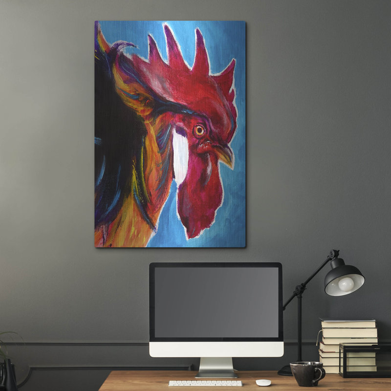«Chicken Charles» par Dawg Painter, art mural en métal, 16 po x 24 po, H 36 po x l 24 po