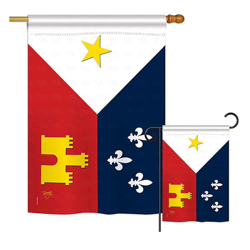 Ensemble de 2 drapeaux en polyester 2 pièces acadiana interets fleur de lys impressions 2-côtés