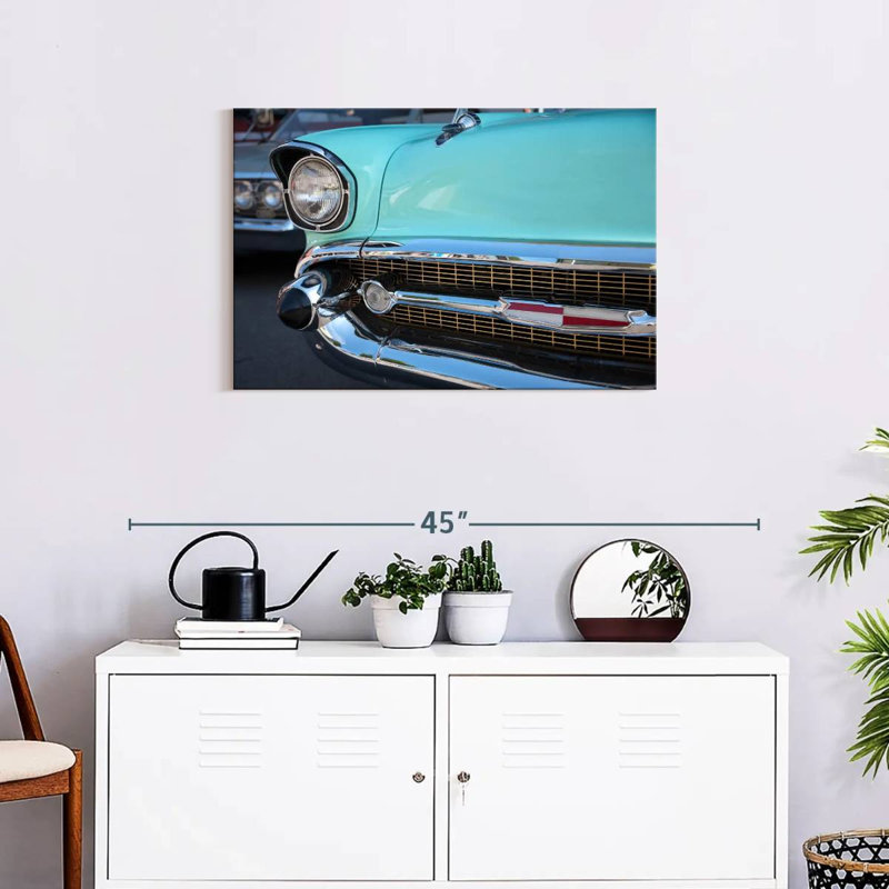Mehar Turquoise Retro Car, 20" H x 30" W