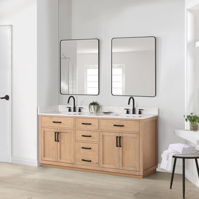 Akinside 72"" Double Bathroom Vanity Set with Mirror -  Everly Quinn, EC43DA21F4B447A199D75E74FB6B6D9B