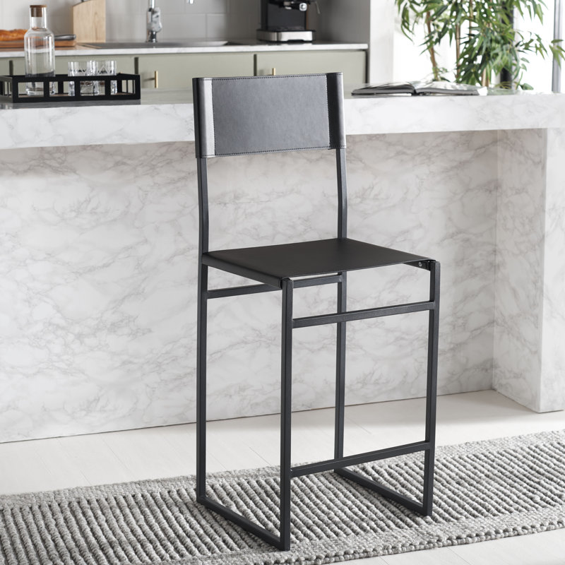 Fairbanks Counter Stool with Metal Frame, Black, Counter Stool (26" Seat Height)