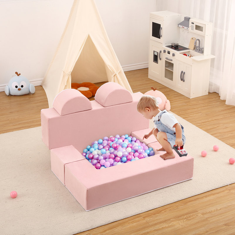6 pièces, canapé modulaire pour tout-petits, canapé convertible pour enfants, canapé modulaire pour enfants, Rose