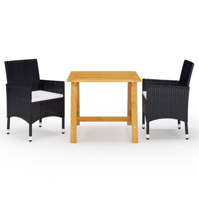 Ensemble bistro rectangulaire pour 2 personnes avec coussins