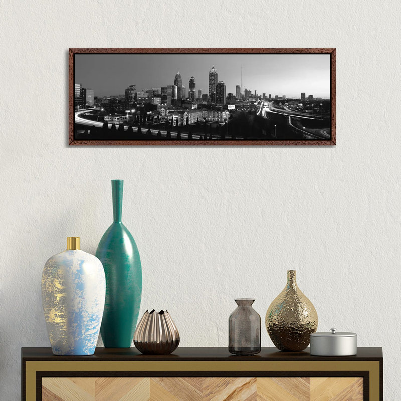 Unknown Artist 1 Piece Floater Frame Panoramic Wall Art on Canvas, 30.48cm H x 91.44cm W, Classic Wood