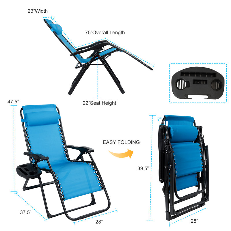 Fauteuil inclinable zéro gravité Jaterrion, Noir / bleu