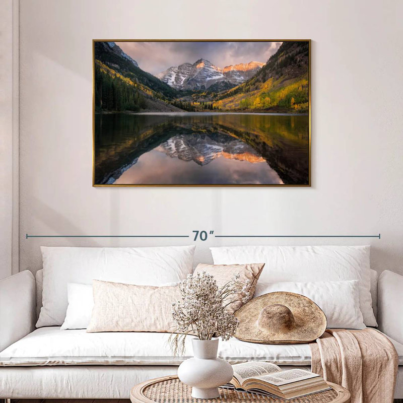 Maroon Bells, Colorado, Cadre flottant doré, 40 po x 27 po