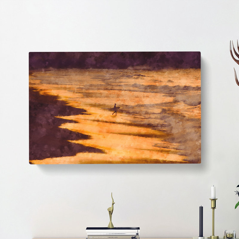 Heading Into The Surf - Wrapped Canvas Painting, 60cm H x 91cm W x 3cm D